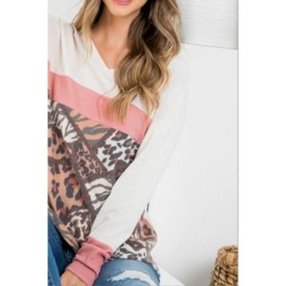 Mixed Animal Print Long Sleeve Top - Small - Picture 5 of 8